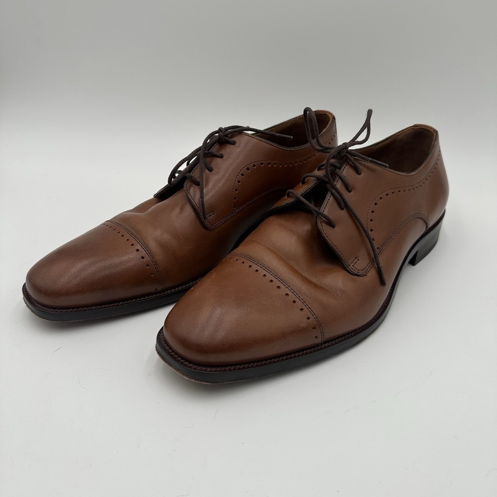 Johnston & Murphy 59 2540 Men's 9.5M Brown Leather Cap Toe Oxford Dress Shoes